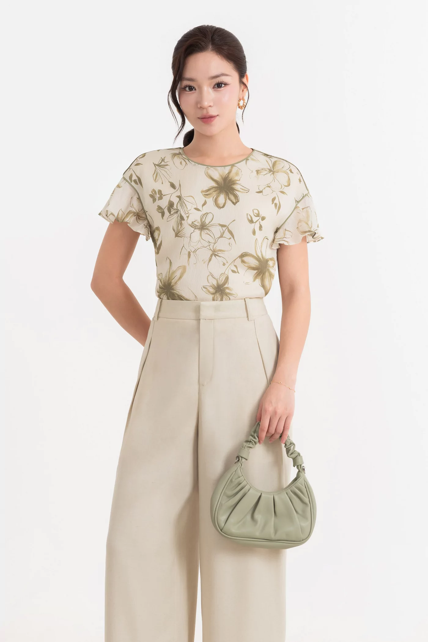 Áo công sở họa tiết Olive