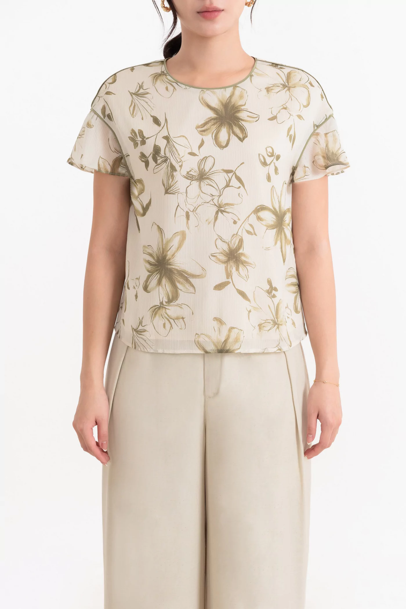 Áo công sở họa tiết Olive