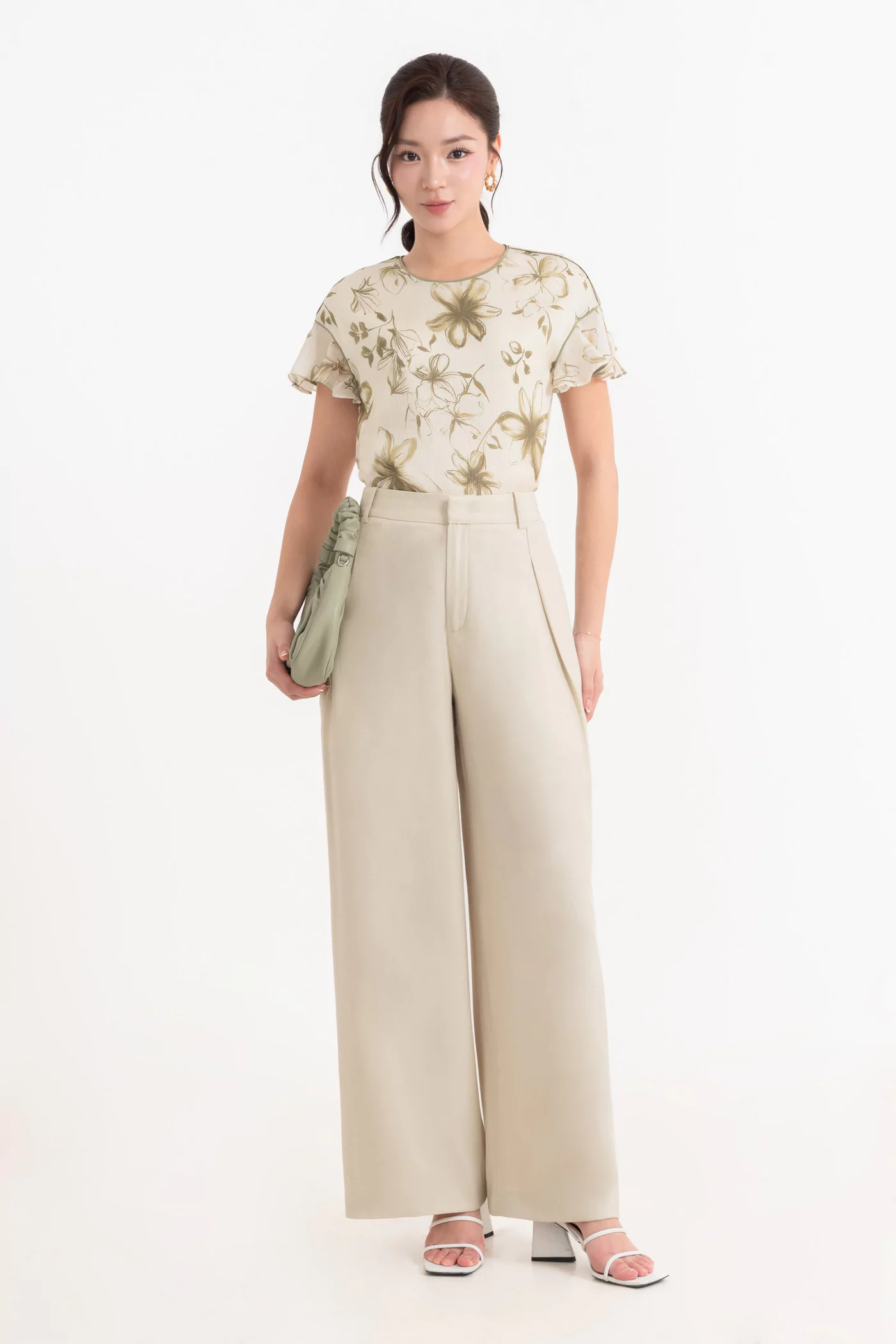 Áo công sở họa tiết Olive