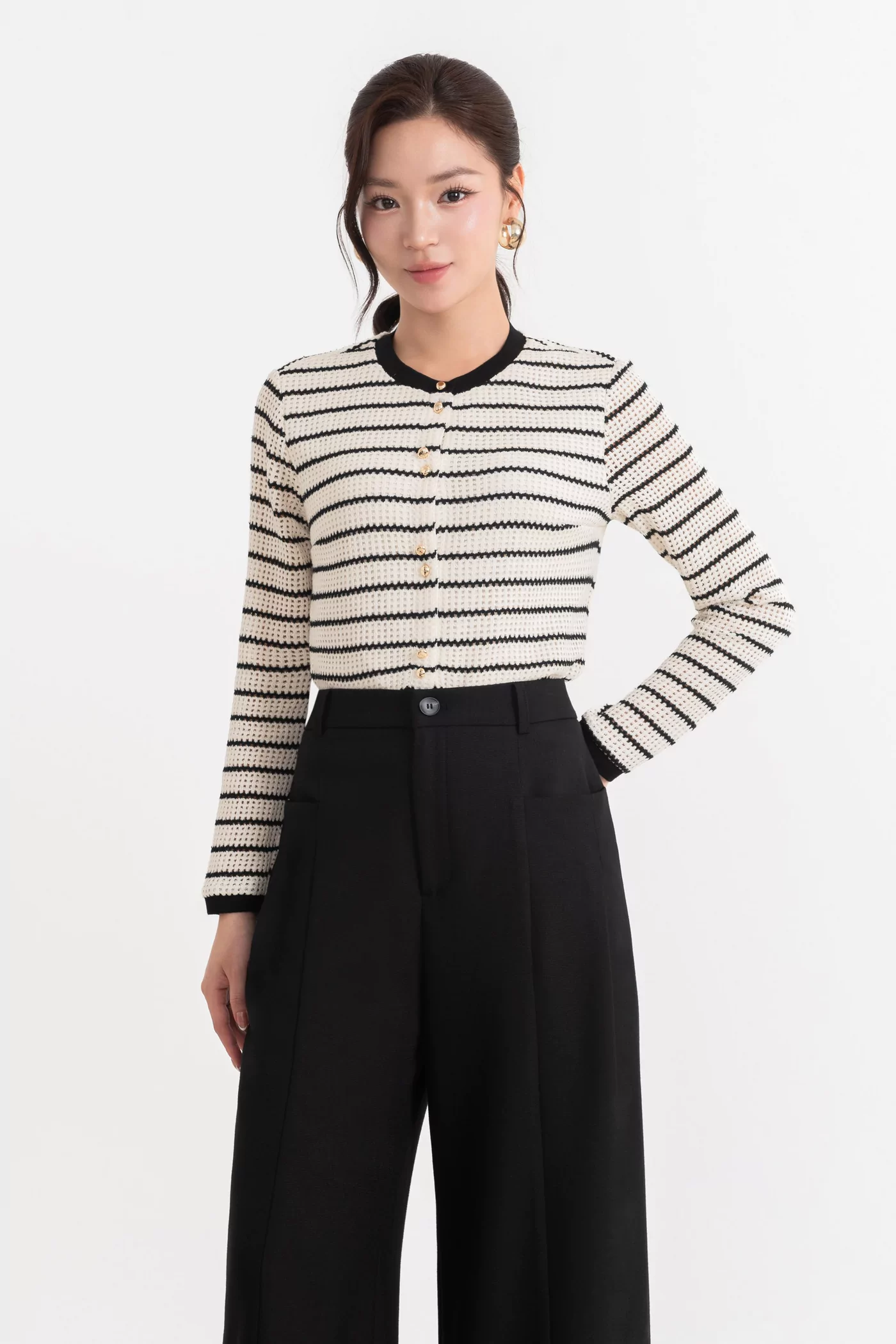Áo len tay dài Parisian Stripe