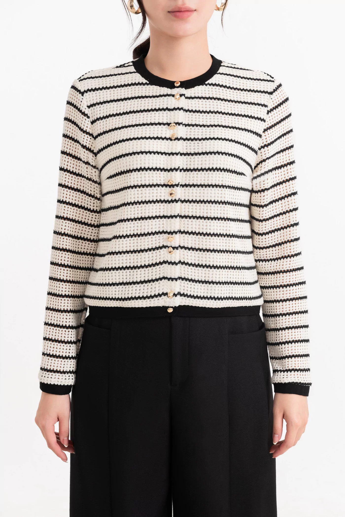 Áo len tay dài Parisian Stripe