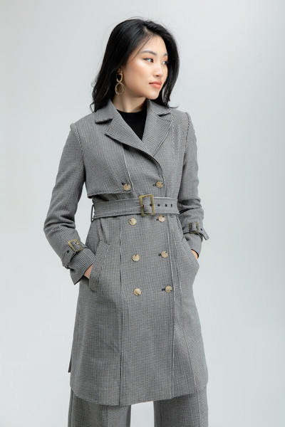 Houndstooth Trench Coat