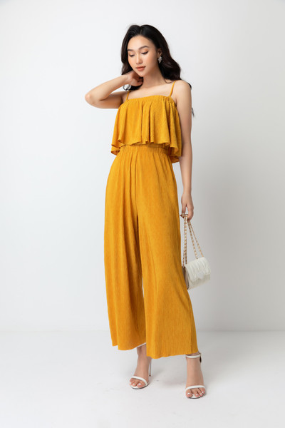 Jumpsuit lụa nhăn