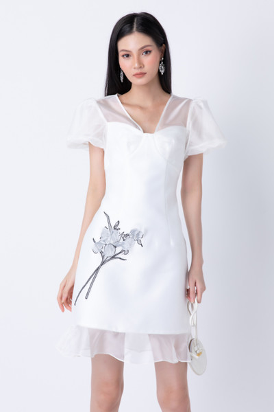 Đầm ôm vải Taffeta phối lưới