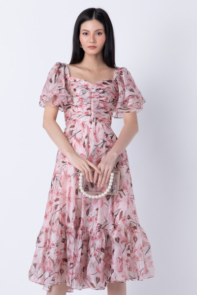 Đầm voan xếp dáng dài
