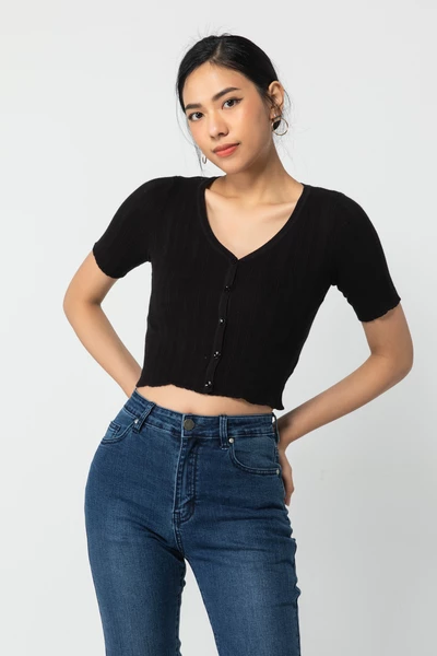 Áo len croptop tay lỡ