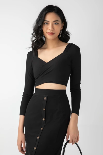 Áo thun gân dáng croptop