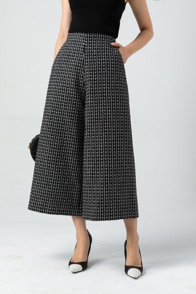 Quần tweed dài kẻ