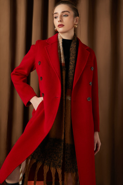 Red Double - Breasted Wool Coat (handmade)