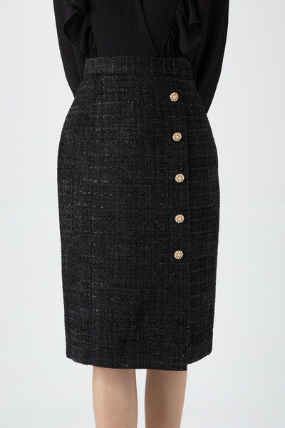 Chân váy bút chì kẻ tweed