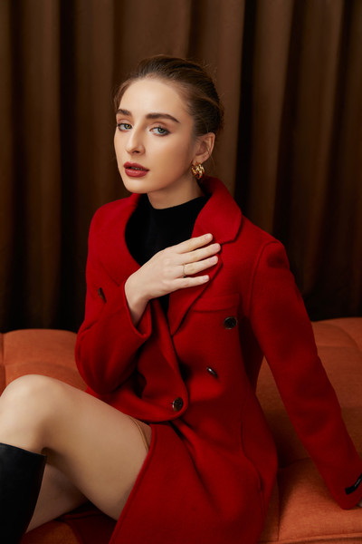 Red Double - Breasted Wool Coat (handmade)