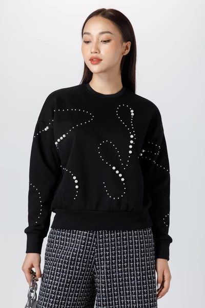 Áo thun sweater phối ngọc