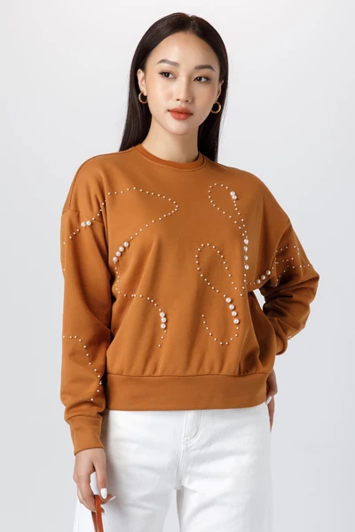 Áo thun sweater phối ngọc