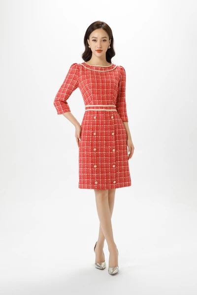 Red tweed dress