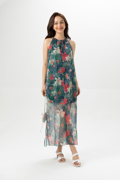 Đầm maxi cổ yếm