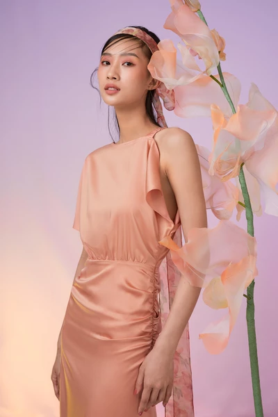 Phedra Dress - Đầm lụa lệch vai