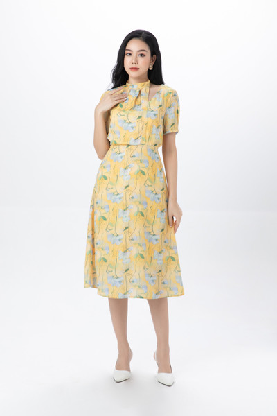 Đầm lụa cut-out