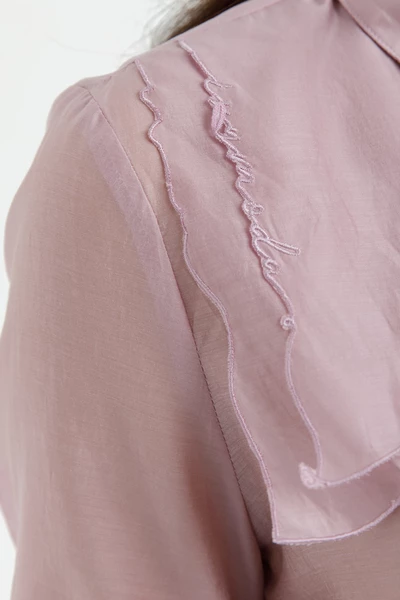 Áo sơ mi tencel thêu viền