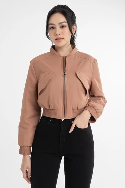 Áo bomber chần bông dáng croptop