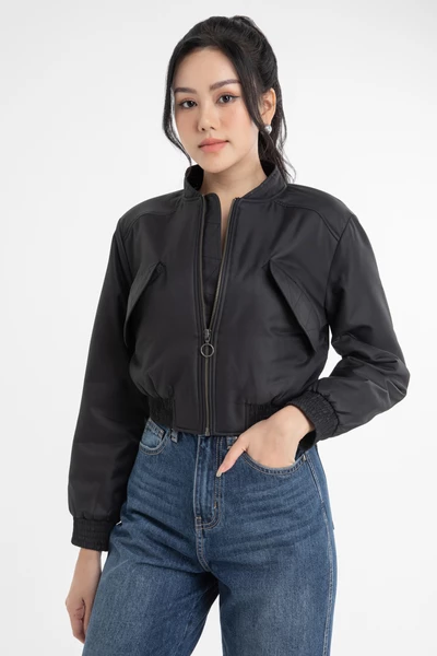 Áo bomber chần bông dáng croptop