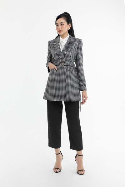 Áo blazer dạ phối đai