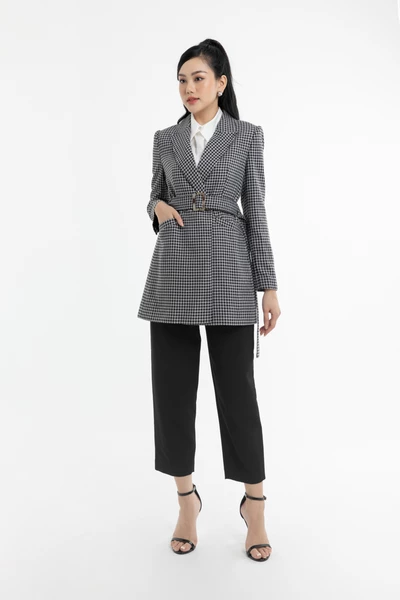 Áo blazer dạ phối đai