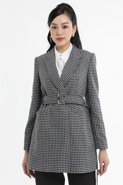 Áo blazer dạ phối đai