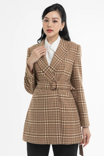 Áo blazer dạ phối đai