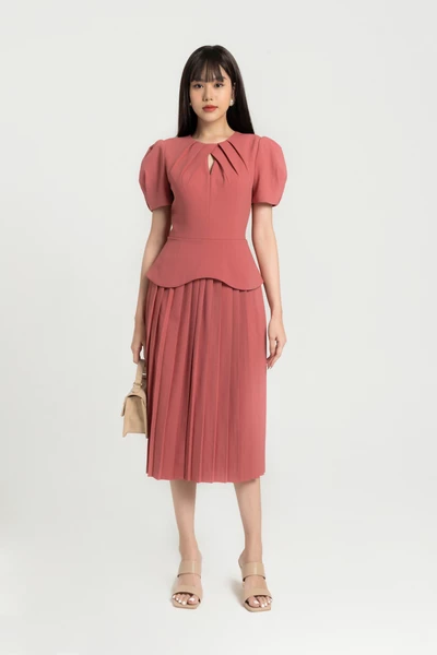 Đầm peplum dập ly