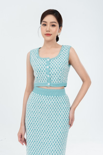 Áo thun croptop phối tweed