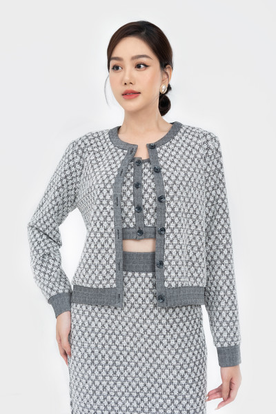 Áo thun croptop phối tweed