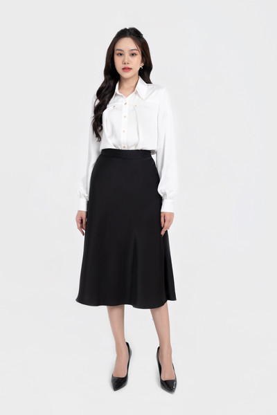 Chân váy lụa xẻ tà 1 bên