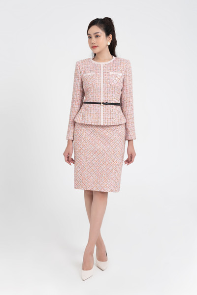 Peplum tweed skirt suit