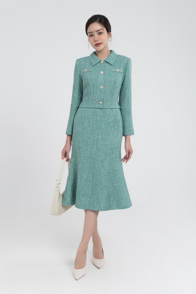 Elegant Tweed Dress - Đầm tweed dáng đuôi cá