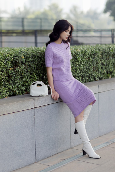 Lilac Knit Set - set áo len và chân váy bút chì