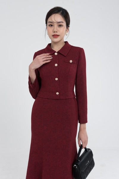 Elegant Tweed Dress - Đầm tweed dáng đuôi cá