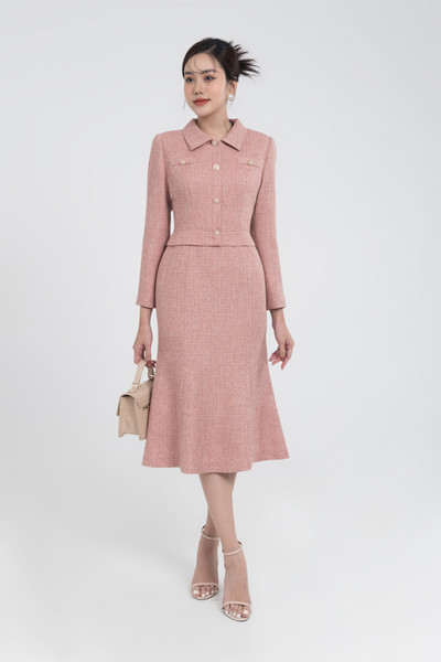 Elegant Tweed Dress - Đầm tweed dáng đuôi cá