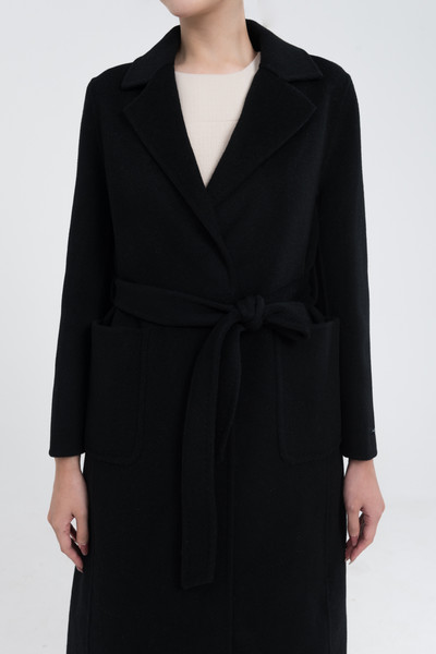 Long premium wool coat with belt