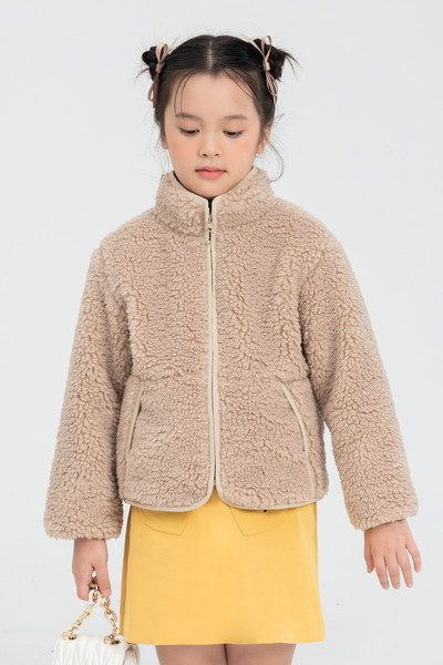 Áo khoác giả lông cừu bé gái