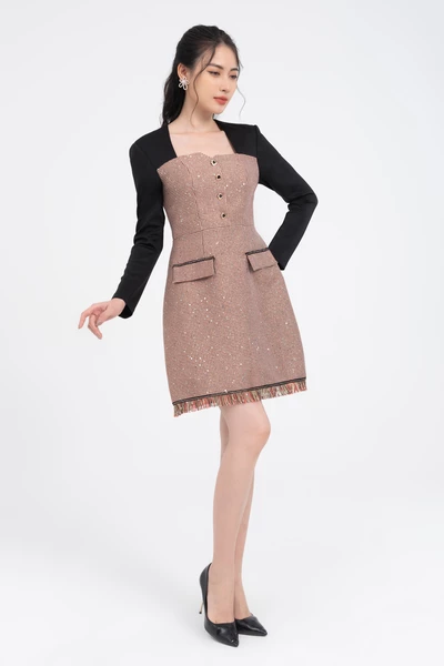 sparkle tweed dress - Đầm tweed ánh kim