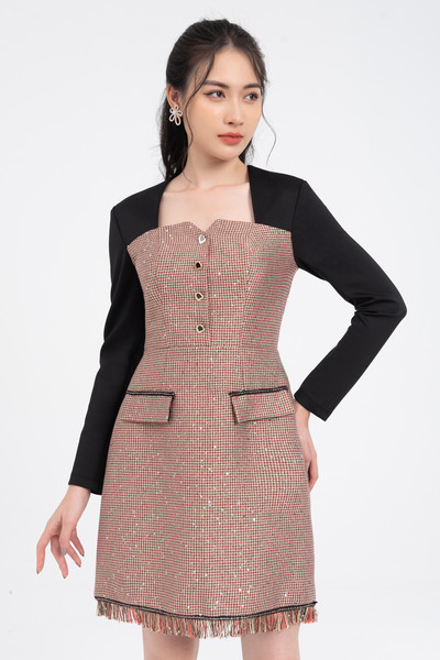 sparkle tweed dress - Đầm tweed ánh kim