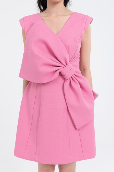 tweed dress with bow - Đầm tweed phối nơ