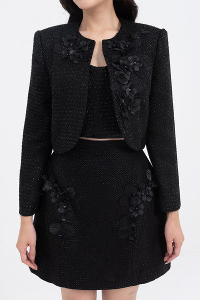 Áo tweed đính hoa nổi
