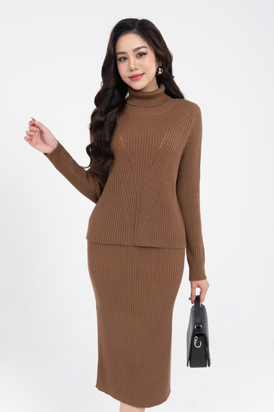 merino wool midi skirt - chân váy len lông cừu