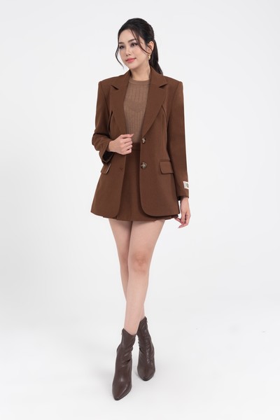 brownie oversize blazer - Áo blazer thêu chữ