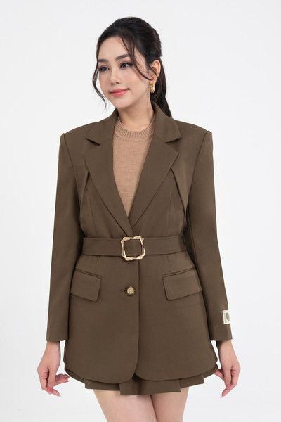 brownie oversize blazer - Áo blazer thêu chữ