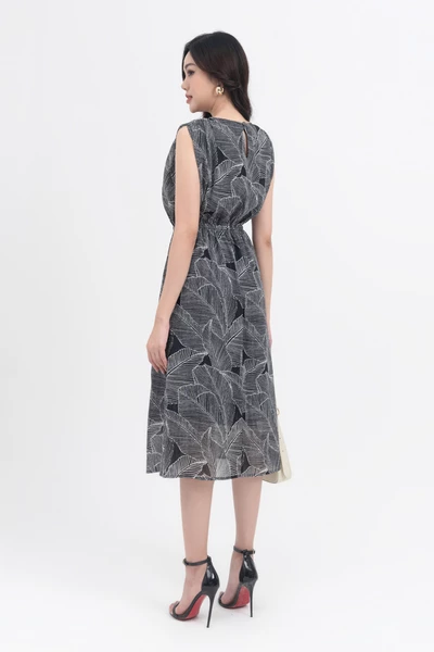 Đầm xòe thắt dây eo