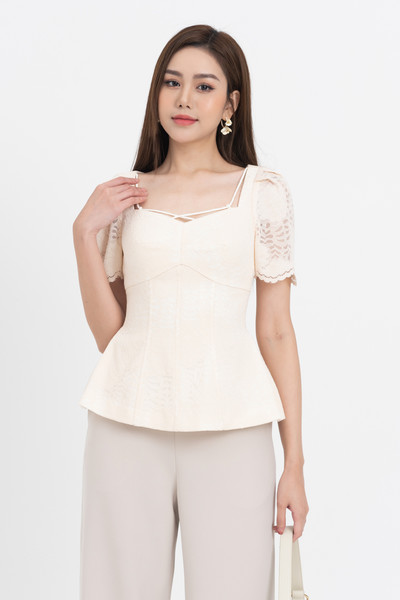 Áo peplum phối ren