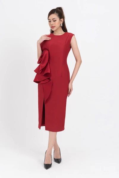 Rosy Dress - Đầm dạ hội xếp hoa