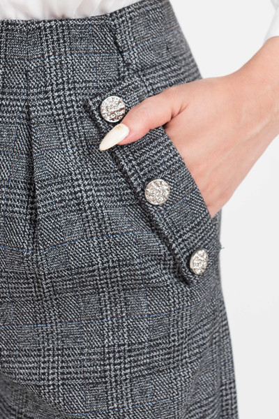 Quần ống suông họa tiết kẻ